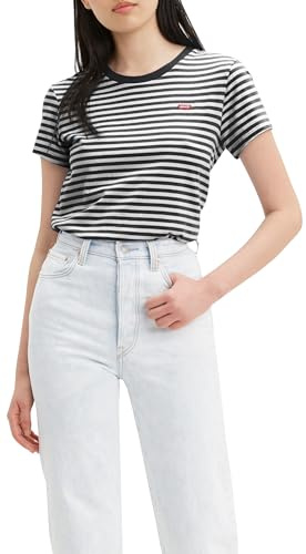 Levi's Women's The Perfect Tee- Striped Chesthit Logo T-Shirt, Raita Stripe Caviar, XL