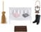 showll Miniatur Deko Mini Holzbank Regen Stiefel Kehrbesen Teppichdecke Öllampe Puppenhaus Möbel Garten Landschaft Ornament Hause DIY Dekor Geschenk