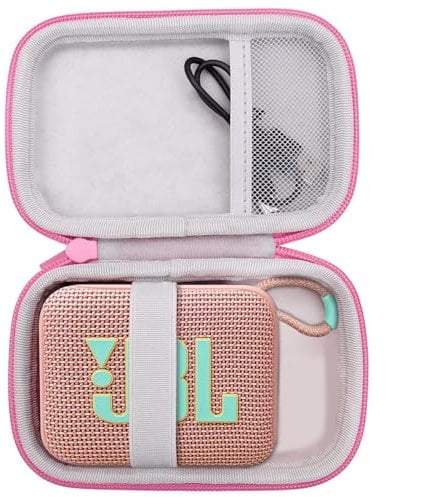 co2CREA Duro Viaggio Caso Copertina per JBL GO 4 / JBL GO 3 / Go 3 Eco Speaker portatile waterproof(solo scatola) (Custodia rosa)