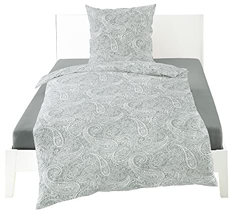 Bierbaum Bettwäsche Mako-Satin Silber Größe 155x220 cm (80x80 cm)