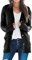 Maavoki Strickjacke Damen Herbst Cardigan mit Knopfleiste Langarm Strick Warm Winter Strickmantel mit Taschen, Schwarz M