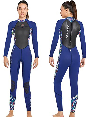 PROTAURI 3 mm Neoprenanzug Damen, Neopren Rückenreißverschluss, Kompletter Tauchanzug, Blau