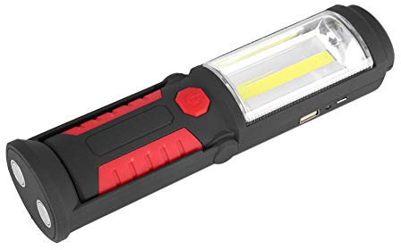 Baladeuse à LED COB 2 en 1, Lampe de Travail LED Rechargeable 3W, Lampe de Torches de LED 2200mAh avec Base Magnétique et Crochet pour ateliers automobile Camping Bricolage(Rouge)