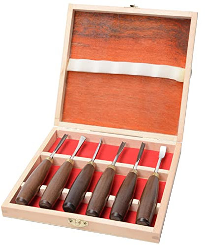 Stechbeitel Set Für Holz Stechbeitelsatz Schnitzmesser Holz-Schnitzwerkzeug Set Professional Holzschnitzerei Messer Werkzeuge Schnitzmesser Für Erwachsene Und Kinder 6 Stück Holzmeißel-Set