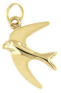 forme di Lucchetta - Schwalbe Wings of Liberty Anhänger in 14K Gelbgold, Symbol der Reise und Heimkehr, Goldanhänger Damen Mädchen 585 Echtgold für Kette (bis zu 4 mm) - hergestellt in Italien
