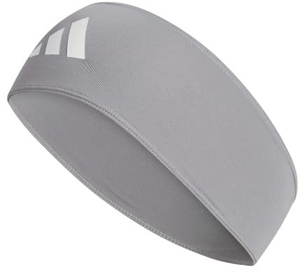 adidas Alphaskin Wide Fit Sports Headband, Grey/White, One Size