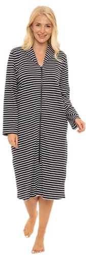 Suzy & Me Ladies 100% Cotton Zip Dressing Gown (as8, numeric, numeric_18, numeric_20, regular, regular, NAVY)