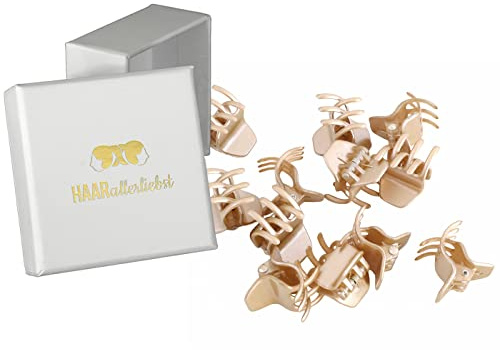 HAARallerliebst Orchideen Haarklammern Klein 2cm Gold glitzernd in Box Kleine Haarspange Haarspangen Haarklammern Haarschmuck Kleine Pins für Mädchen Damen