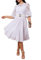 IWFEV Lace Pleated Dress Puff Sleeve Mid-Calf Short Sleeve Midi Dress Hollow Party Evening Dress M White