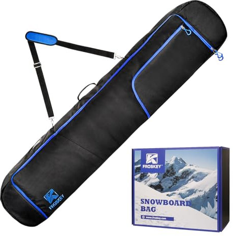 Froskey Snowboardtasche passend für 165 cm Snowboard oder 2-teilige Ski, 12 mm gepolsterte Snowboardtasche für Flugreisen, wasserdichte Snowboard-Reisetaschen zum Fliegen