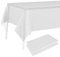 PLULON 2-teilige Tischdecke aus Kunststoff, weiß, 137 x 274 cm, rechteckig, Tischdecke für Babyparty, Partyzubehör, Hochzeit, Geburtstag, Weihnachtsfeier, Zuhause, Tischdekoration