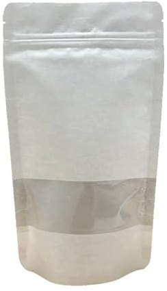 50 Standbodenbeutel Reispapier weiß mit Sichtfenster 500ml / 100g Doypack Natur ohne Aluminium