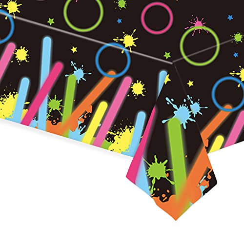 Schwarze Einweg Tischdecke für Partys,Happy Birthday Tischdecke für Mädchen und Jungen,137 x 274 cm Tischdecken,Rechteckige Sommerparty Tischdecke,Kunststoff Tischdecken für Männer Frauen Bunte Party