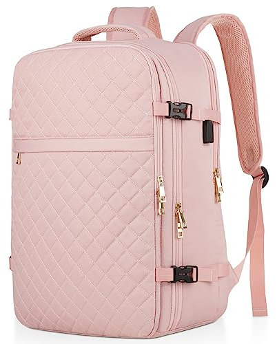 MOMUVO Großer Reiserucksack für Damen mit USB-Anschluss, wasserabweisend & Anti-Diebstahl, passend für 17-Zoll-Laptop, als Handgepäck geeignet