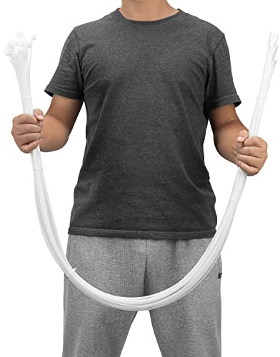 XINGO Blanco Bridas Plastico Grandes, 1500mm x 9mm,20 Piezas de plástico ultra fuertes con, 80 kg de resistencia a la tracción, resistentes a los rayos UV para interiores y exteriores
