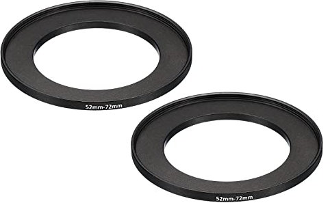 PATIKIL 52mm-72mm Metal Step Up Ring, 2 Pack Camera Lens Filter Adapter Ring Aluminum Filter Adapter Ring for Camera Lenses Hood, Black