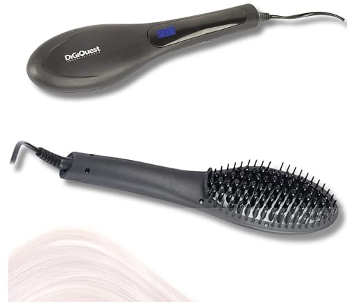 Digiquest 55W BRUSHY Glättbürste, mit einstellbarer Temperatur, Schnellaufheizung, Digitalanzeige, mit automatischer Abschaltung...