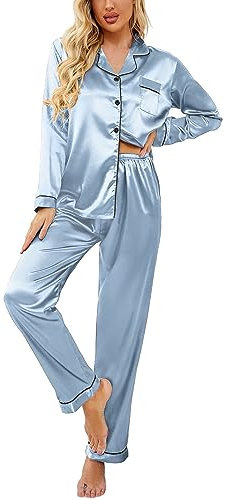 Ekouaer Pyjama Femme Pyjama Femme Court à Carreaux Pyjama Femme avec T-Shirt Manche Courte et Pantalon Ensemble de Pyjama Femme 2 Pièces S-XXL
