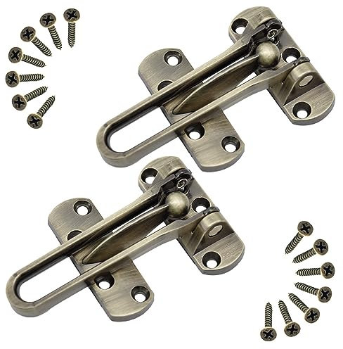 Yosawo 2 PCS Door Lock Latch,Home Security Door Lock, Swing Bar Door Lock,Safety Childproof Reinforcement Door Stopper,Hotel Door Latches with Screws(Bronze/SY))
