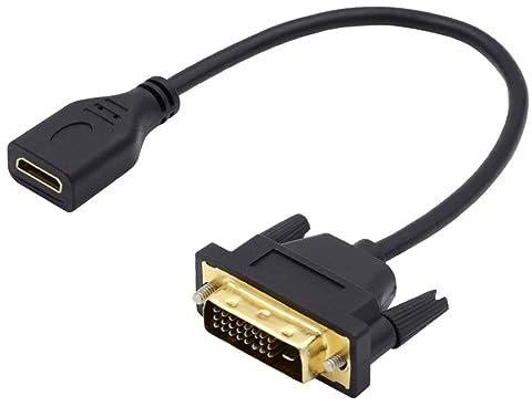 chenyang Câble adaptateur Mini HDMI vers DVI 1.4 femelle vers DVI 24+1 mâle pour ordinateur HDTV carte graphique UHD