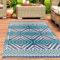CARPETIA Kunststoff Outdoor Teppich wetterfest leicht modern Gartenteppich Terrassenteppich Balkon Azteken Muster türkis-blau 120 x 170 cm