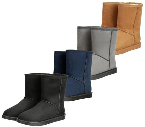 RL24 - Allwetterstiefel Yukon | Schlupfstiefel für Kinder | gefütterte Boots in Wildlederoptik | wasserdichte Winterboots in Schwarz | Winterschuhe in Größe 35