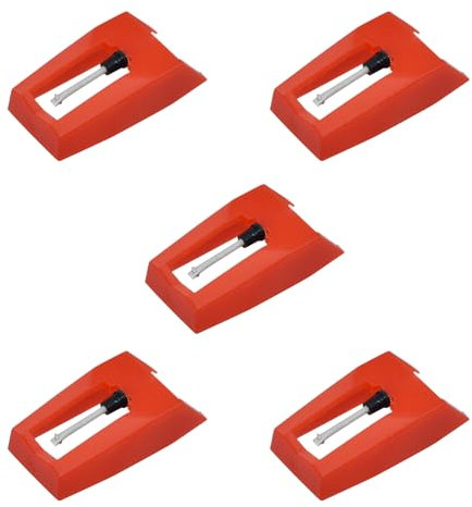 5 Stück Ruby Plattenspieler Nadel HONSNKS Plattenspieler Ersatznadel für Schallplattenspieler LP Grammophone, 1byone, Victrola, ION, Crosley, Pyle, Jensen (rot)