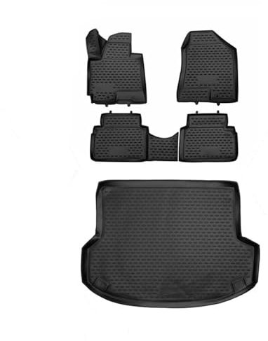 OMAC Fußmatten & Kofferraumwanne Set kompatibel mit Hyundai ix35 2010-2024 Gummi TPE Schwarz 5X