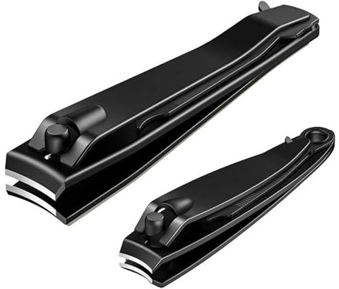 Set di 2 Tagliaunghie,Precise Tagliaunghie in Acciaio Inox,Taglia Unghie Mani e Piedi con Lima per Unghie Tagliaunghie con Apertura a Ganascia Larga per Unghie e Piedi,Per Uomini E Donne,Nero