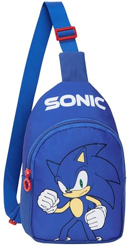 SONIC THE HEDGEHOG Sling Bag Kinder, Brusttasche Umhängetasche mit Verstellbarem Gurt - Geschenke für Jungs