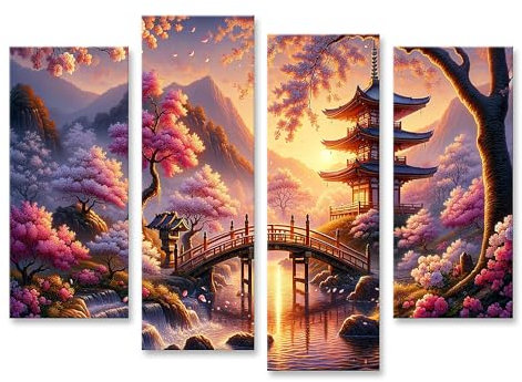 islandburner Tableau sur toile - Motif : fleurs de cerisier en fleur - Saison magique - Poster mural