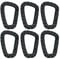 6 Pieces Carabiner Buckles, Plastic Carabiner Buckles, Carabiner Hooks, Carabiner Ring Clips, Carabiner Hiking Clips, Suitable for Camping, Mountain Climbing, Travel (Black)