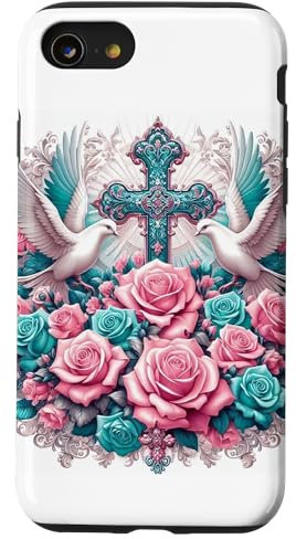 Coque pour iPhone SE (2020) / 7 / 8 Peace Dove And Roses Pastel