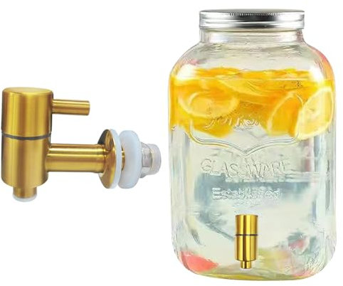 Getränkespender Zapfhahn für Kalte und heiße Getränke Wasserspender Ersatz Zapfhahnfür Bierfass, Glas, Kaffee, Saft, Trinkbrunnen, Ersatz Wasserhahn geeignet(Gold)