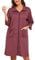 Lovasy Women's Zip Robes Waffle Dressing Gowns for Women UK 3/4 Sleeve Bathrobe Summer Ladies Dressing Gowns Lightweight Knee Length Housecoat with Pockets,Bean Paste Pink,L
