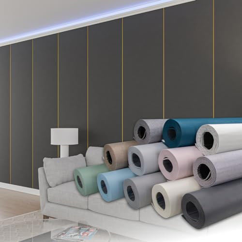 HEXIM selbstklebende Isoliertapete 1,82 m² Wandisolierung 280x65cm schalldämmend 4mm dekorativ 2in1 Tapete Dämmung Isoliereffekt (1 Rolle Anthrazit dunkelgrau / schwarz Zementstruktur)