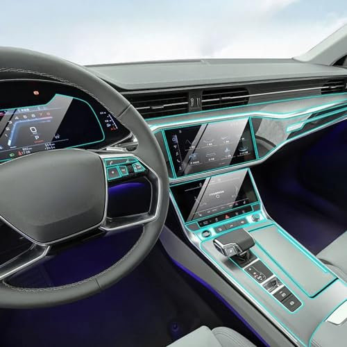 SPYKEY Autoinnenfolie Für Audi a6 c8 2023 2024,Mittelkonsole Kratzfest Reparatur TPU transparente Schützen Folie