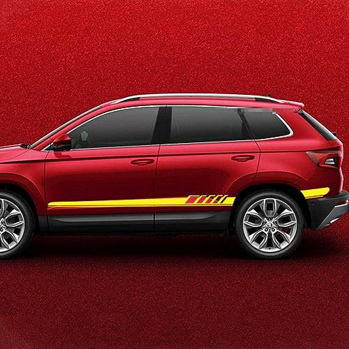 TTTao Karosserie Aufkleber Aufkleber,für Skoda Octavia 2 A7 A5 VRS,Autotür Seitenschweller Sticker Außen Zubehör,C-Yellow