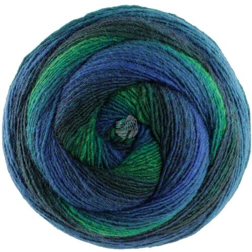LANA GROSSA Gomitolo Versione | Dochtgarn mit Farbverlauf | Handstrickgarn aus 60% Schurwolle & 40% Polyacryl | 200g Wolle zum Stricken & Häkeln | 700m Garn FB 448