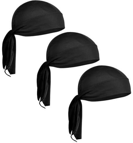 FUIPVGI 3 Stück Sports Bandana Cap, Kopftuch Herren Damen, Multifunktionales Sommer Sport Kopftuch, Elastizität Atmungsaktiv nimmt Schweiß Bandana Für Laufen Wandern Motorrad (Schwarz)