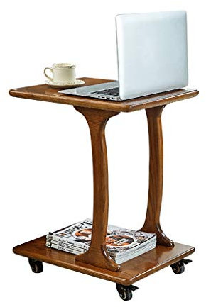 MYVVKIA C-förmiger mobiler Schlafsofa-Tisch auf Rollen, Beistelltisch, Endtisch, Kaffee-/Tee-/Snack-Tisch mit Ablagefläche für Wohnzimmer, Schlafzimmer, Flur