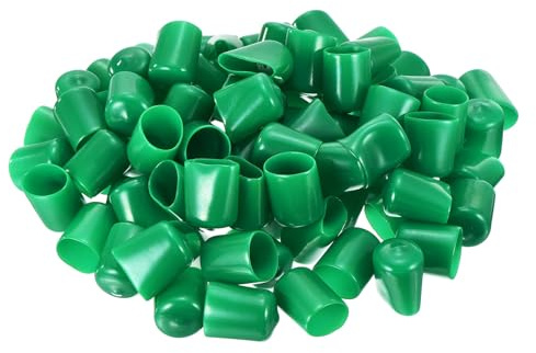 sourcing map 100pcs Rubber End Caps 20mm ID Vinyl Cap Cover Dark Green | Vinyl PVC Round Tube Bolt Cap Cover,Screw Thread Protectors
