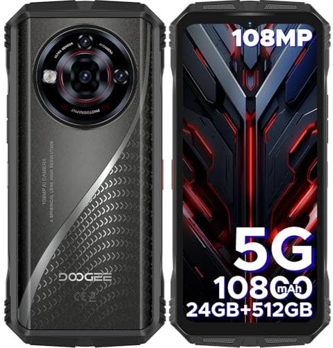 DOOGEE S118 Pro Rugged Smartphone 5G, 512GB + 24GB, Dimensity 7050 10800mAh/33W, 108MP+20MP+8MP Telefono Indistruttibile, Android 14 6,6 FHD+ 120Hz, 5G Dual SIM/WiFi 6/NFC/OTG, Argento
