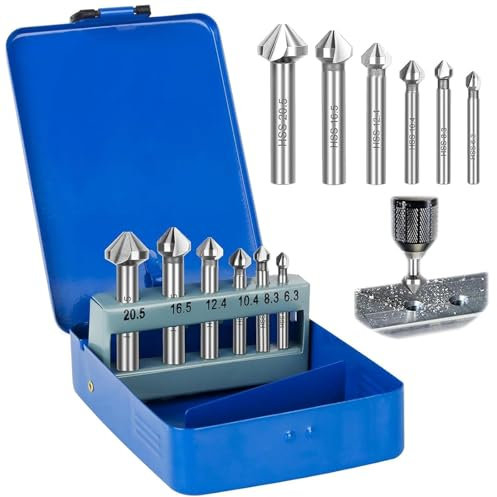 Tkxjry Set di 6 svasatori conici,Svasatori 90°,Set Svasatori,Svasatore Conico 90°,Svasatori conici,6 Pezzi Svasatore Conico,Svasatore conico acciaio,6,3-20,5 mm per Legno Metallo Alluminio Drill Bits