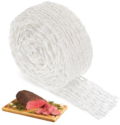 Apausvcm 16.4ft Meat Netting Roll, Size 18, Elastic Smoked Meat Beef Poultry Ham Netting Cooking Meat Twine Net Cooked Food Mesh Bag for Meat Cooking or Drying Sausage Making