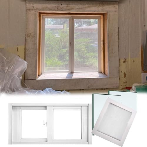 Weiße Doppelflügelfenster für Häuser 50 48 46 44 35 36 34 32 30 28 26 24 20 Zoll Breite Ventanas Para Casa/Mobilheim Fenster Ersatz gehärtetes Glas und Bildschirm im Lieferumfang enthalten (B x H 50 x