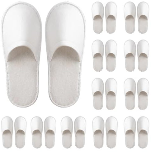 HTTDSLF 12 Paires Pantoufles Invités pour Homme et Femme, Hôtel des Chaussons de Taille Générale, Pantoufles Jetables pour Hotel Spa Voyage Mariage, pantoufle maison en Blanc, Chausson Spa Unisexe