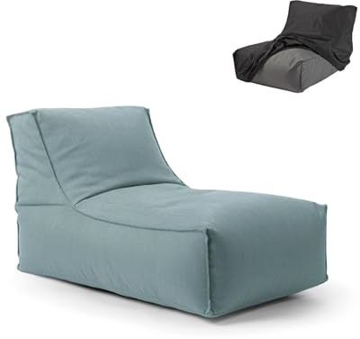mokebo® Outdoor Sitzsack für Kinder & Erwachsene 'Der Sundowner', Bean Bag mit Füllung oder Bodenkissen für Indoor & Outdoor, auch als Liegekissen, Relaxliege oder Liege in Himmelgrau