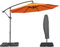Outsunny 3(m) Garden Banana Parasol Cantilever Umbrella with Crank Handle, Cross Base, Weights and Cover for Outdoor, Hanging Sun Shade, Orange