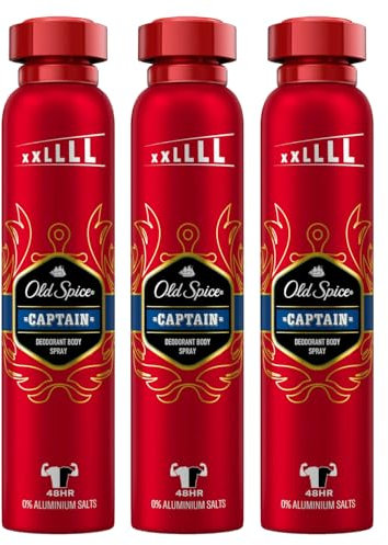 3x Old Spice Captain Deo für Männer je 250ml 48h Frische langanhaltender Duft